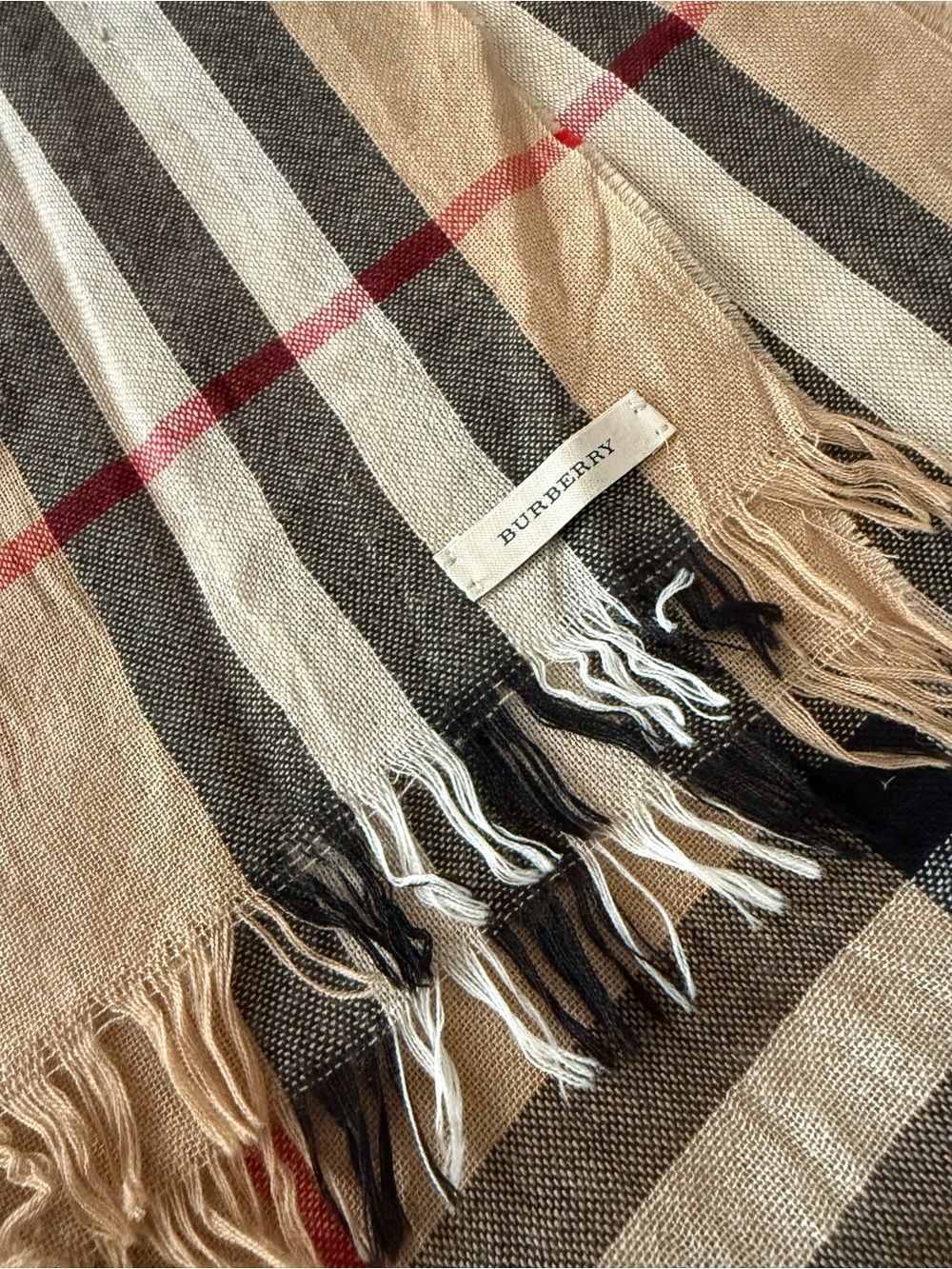 Burberry Check Print Wool & Silk Scarf - Picture 2 of 3